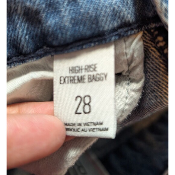 BDG Urban Outfitters Size 28 Rih High Rise Extreme Baggy Sonic Wave Blue Jeans - Picture 9 of 12